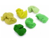 Nuevo Tops de lana teñida de tonos verdes de bosque MERINO de 60g para fieltro