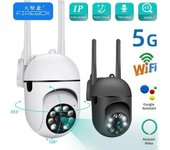 Cámara inalámbrica PTZ de 5GHZ, WIFI, IP, seguimiento automático, Zoom 4X, cámara de seguridad a todo Color, visión nocturna, cámara de red de vigilancia CCTV Camera Only(EU PLUG) blanco
