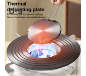 Difusor de calor para estufa de gas con asa colgante Placa de transferencia de calor extraíble para cocinar guisos a fuego lento, sartén y placa de cocción a fuego lento de metal antideslizante para un calor uniforme gris
