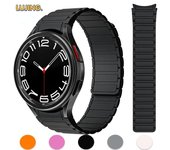 Correa de silicona para Samsung Galaxy Watch 6 Classic de 43 mm y 47 mm, Watch 5Pro de 45 mm, sin espacios, correa deportiva para Watch 6 de 40 mm y 4 Classic de 42 mm y 46 mm 20mm Universal negro