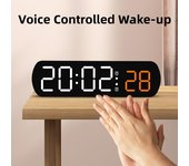 Reloj despertador digital con control de voz, reloj de mesa con alarma dual, reloj de escritorio con modo nocturno, reloj LED de 12/24 horas, reloj de escritorio blanco