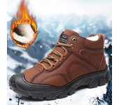 Botas de nieve con suela resistente al desgaste para hombre, botas de lana cálidas y cómodas, botas para caminar de invierno, zapatos antideslizantes de algodón 38 negro