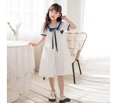 Camisa de manga corta para niñas Falda princesa Vestido blanco para niños verano 2023 120cm blanco