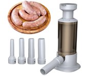 Embutidora manual de salchichas con 4 tamaños de tubos de relleno, máquina embutidora horizontal para uso doméstico comercial. café