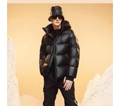 Abrigo de plumón de pato blanco de moda de invierno para hombre, chaquetas de plumón ligeras y finas retro para hombre, abrigos holgados con capucha de color liso para hombre H381 XS negro