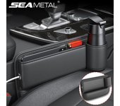 Consola de relleno para espacio de asiento de coche, bolsillo lateral, caja de almacenamiento de cuero PU, organizador con portavasos Universal 1pc Main driver's seat