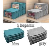 Bolsa organizadora de ropa, mantas, colchas, armario, almacenamiento plegable para el hogar, 1 o 3 unidades 1PC azul