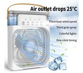 Humidificador portátil, ventilador, aire acondicionado, ventilador eléctrico USB, luz LED de noche, niebla de agua, divertido enfriador de aire 3 en 1, humidificador para el hogar blanco