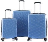 Lot de 3 valises Extensible Rigide Trolley Polycarbonate - LYS Paris 395/3 - 393 & 395 Bleu