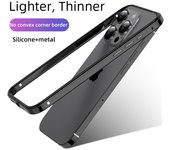 Funda de teléfono con marco de aleación de aluminio para iPhone 16 Pro Max 15 Pro 14 Plus 13 12 11 a prueba de golpes, color sólido, sin marco, esquinas anticaídas iPhone 13 azul claro