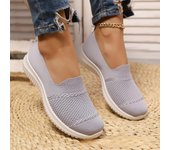 Zapatillas de deporte sin cordones de malla transpirable para mujer: zapatos planos cómodos de moda de verano 2025 36 naranja