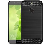 Funda de silicona suave cepillada para Huawei Nova 2 Plus, funda de fibra de carbono a prueba de golpes para Huawei P10, funda trasera para selfies. P10 Selfie negro