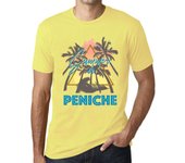Camiseta vintage para hombre, camiseta gráfica de verano, triángulo, Peniche, amarillo pálido XS pálido de la vara de oro