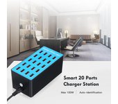 Cargador inteligente USB con adaptador de corriente de 20 puertos de estación de carga de compatibilidad universal para EU Plug