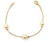 Les Trésors De Lily [L4334] - Pulsera chapada en oro 'Perla' oro blanco - 10 mm oro