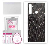 apgo Protective Skin Sticker for the back compatible with Realme 5 Pro, Wrap Film, Foil, Vinyl - Pattern Carbon Black Pixel