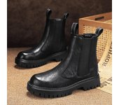 Botas de vaquero con plataforma de seguridad estilo Chelsea para hombre, de diseñador, para primavera y otoño de 2024, zapatos de cuero genuino para hombre 39 negro