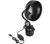 Ventilador de coche potente, silencioso, 3 velocidades, ajustable, portátil, alimentado por USB, con cuello de cisne.