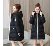 Chaqueta larga con capucha de algodón cálido para mujer, abrigo largo de invierno a la moda M rojo