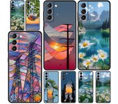 Funda de teléfono con diseño artístico, bonita e indie, en rosa intenso para Samsung Galaxy S24, S23 Ultra, S22, S21, S20 FE 5G, S10, S10E, S9 Plus y S8, color negro Samsung S24Ultra