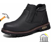 Zapatos de trabajo para hombre, zapatos de seguridad impermeables, botas de cuero antichispas para hombre, zapatos de soldador antideslizantes antipinchazos, zapatos de trabajo negros 37