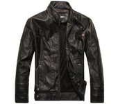 Nueva chaqueta para hombre, chaqueta de cuero de locomotora gruesa acolchada con cuello levantado y chaqueta de motociclista a la moda de alta calidad para hombre M negro