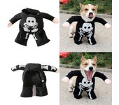 Disfraz de perro para perros medianos y grandes, abrigo de esqueleto de Halloween, ropa de primavera para perros, ropa para perros para uso al aire libre. L