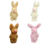 Casa de muñecas realista de 6cm, muñeco de peluche, conejos de peluche suaves, juguetes de decoración en miniatura, Mini colgante de conejo articulado marrón claro