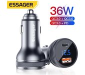 Essager Mini USB cargador de coche carga rápida 3,0 cargador de carga rápida para iPhone 14 13 Xiaomi Auto tipo C QC PD 3,0 cargador de teléfono Dual USB gris