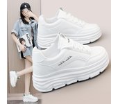 W3613 Zapatos de plataforma de cuero blanco para mujer Verano 2023 - Moda e informal 34 blanco