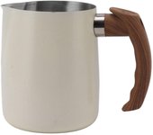 Jarra para espumar leche con escala interna, acero inoxidable 304, boquilla antigoteo, jarra para café humeante L blanco perla