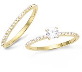 Alianza doble chapada en oro 'For Life' oro blanco - 5 mm - 1 mm 52 oro