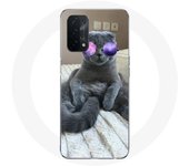 Coque pour Oppo A74 5G Chat avec Lunettes de vue violettes