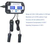 Medidor de PH/salinidad, Detector de calidad del agua, Monitor de PH y salinidad, análisis de calidad del agua 2 en 1 UK Plug