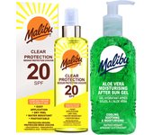 Malibu SPF20 transparent protective spray 250ml + aloe gel after tanning 200ml