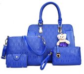 Bolso de mano para mujer, 4 unidades/juego, bolso de hombro femenino, tarjetero, bolso cruzado para mujer S azul