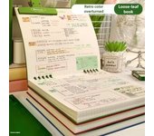 Bloc de notas plegable, cuadernos de cuadrícula B5, diario, cuaderno de hojas, cuaderno de bocetos, papelería, diario, blocs de escritura, material escolar de oficina 3 PCS color rosa