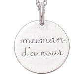 Les Trésors De Lily [R2563] - Pendentif Argent 'Maman d'Amour' argenté (rhodié) - 15 mm plata