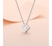 Collar de cadena fino de plata de ley s925 con dijes de cristal de 18-24 pulgadas para mujer, abalorio de boda, joyería de moda de lujo 55cm  22inches