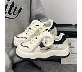 Zapatillas de plataforma para mujer, diseño de estrellas, con cordones, para monopatín, planas, cómodas, para correr al aire libre, tenis, zapatillas para correr 35 negro