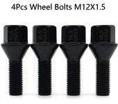 4X Tornillos para rueda de coche, tuercas, bujes, neumáticos, tornillos M12X1.5 17 mm, hexagonales, negros, para BMW Serie 1, 3, 5, 6, 7, Z1, Z3, Z4, X1, X5, Mini, E82, E88, E90, E92, E93, E39, E60, E65, E89 negro