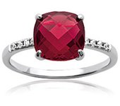 Bague Argent 'Sissi' rubis blanc argenté (rhodié) - 8x8 mm 52 rojo