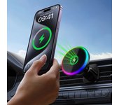 Cargador inalámbrico magnético para coche de 15 W, soporte para teléfono para rejilla de ventilación o salpicadero, compatible con cargador de coche MagSafe para iPhone 15, 14, 13, 12 Pro Max, color negro