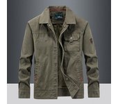 Chaqueta de hombre con solapa de manga larga y múltiples bolsillos, diseño de chaqueta, abrigo de un solo pecho de color liso, chaqueta para exteriores, uso diario M verde del ejército