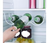 Estante para cerveza, estante de hierro para vino, organizador para frigorífico, maximiza el espacio del frigorífico, estante de almacenamiento para botellas de agua blanco