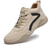 Botas de cuero genuino hechas a mano de gran tamaño, zapatos para hombre, botines cómodos de Otoño Invierno para hombre, zapatos casuales 38 gris