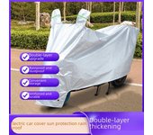 Parasol para motos y coches eléctricos: Funda gruesa a prueba de polvo, viento y lluvia con protección solar para batería M, with ears plata