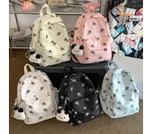 Mochila de gran capacidad para niñas y adolescentes, con diseño floral y correa ajustable con un bonito estampado de rosas colgantes, ideal para viajes, trabajo y vacaciones. blanco