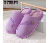 Zapatillas de algodón con margaritas para hombres y mujeres, antideslizantes para interiores, con suela gruesa, para amantes, zapatillas cálidas de felpa, zapatillas de algodón para invierno 41 púrpura