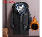 Chaqueta cortavientos de algodón para hombre, de talla grande, 12XL, 11XL, 10XL, de largo medio, holgada, con capucha, con estampado de bandana 8XL negro